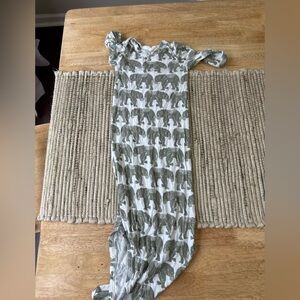 Kate Quinn 0-3 Elephant Print knotted Baby Gown